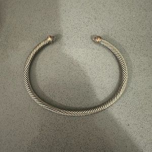 David Yurman sterling silver bracelet with 18KT rose gold and pink stone